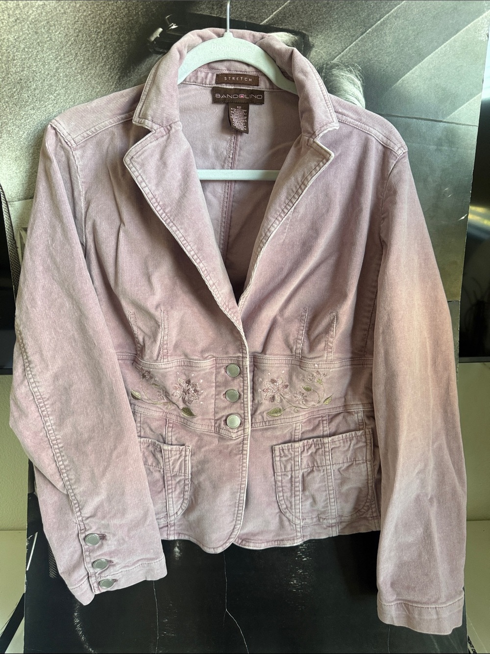 Bandolino Light Mauve Embroidered Cotton-Blend Blazer